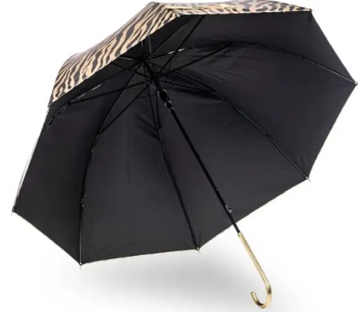 UV Protection Walking Umbrellas|Animal, Birds & Butterfly Art-Umbrella Heaven Zebra Print Umbrella – Black and – UV Protective Gold